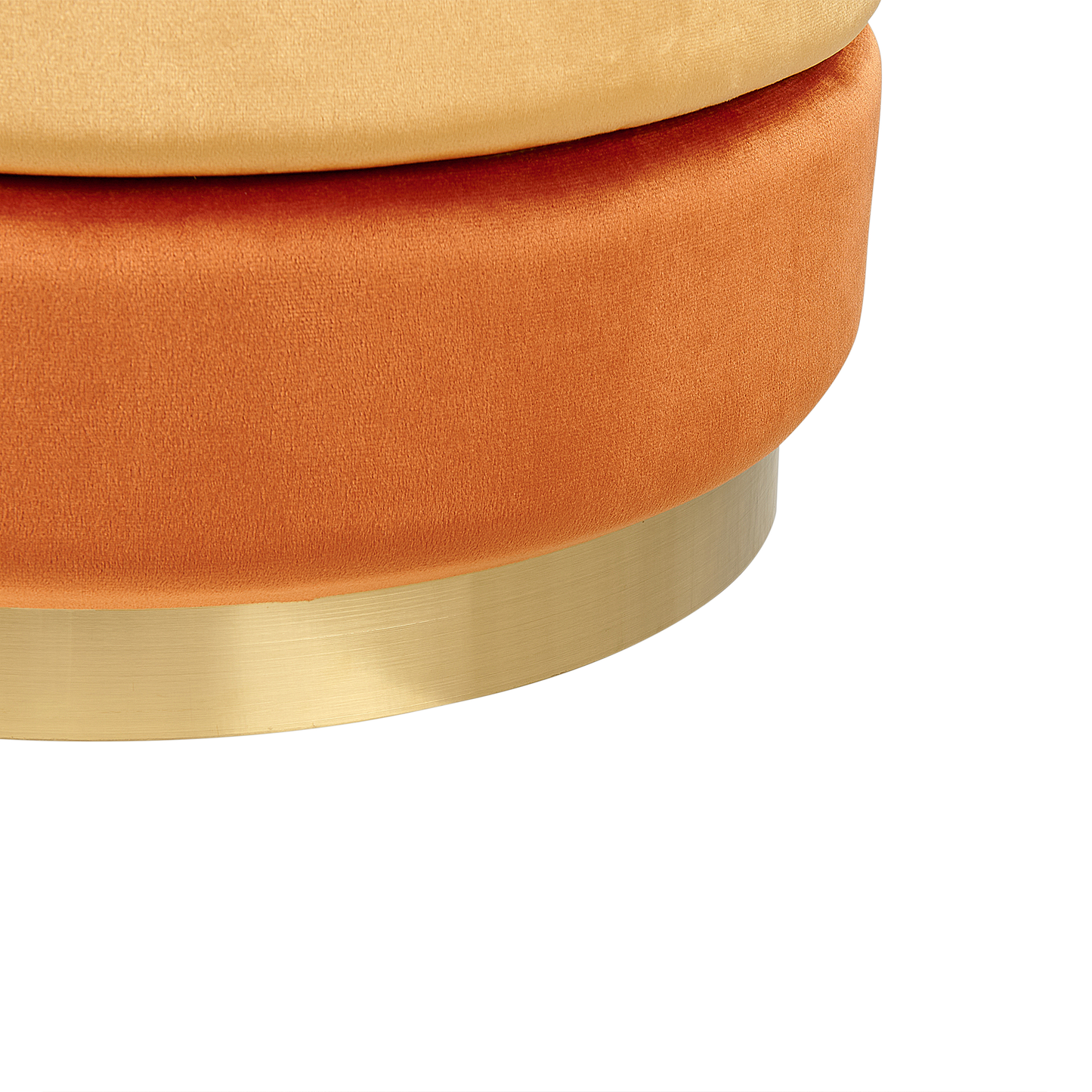 Pouf Samtstoff orange / gold ⌀ 48 cm rund LOUIN