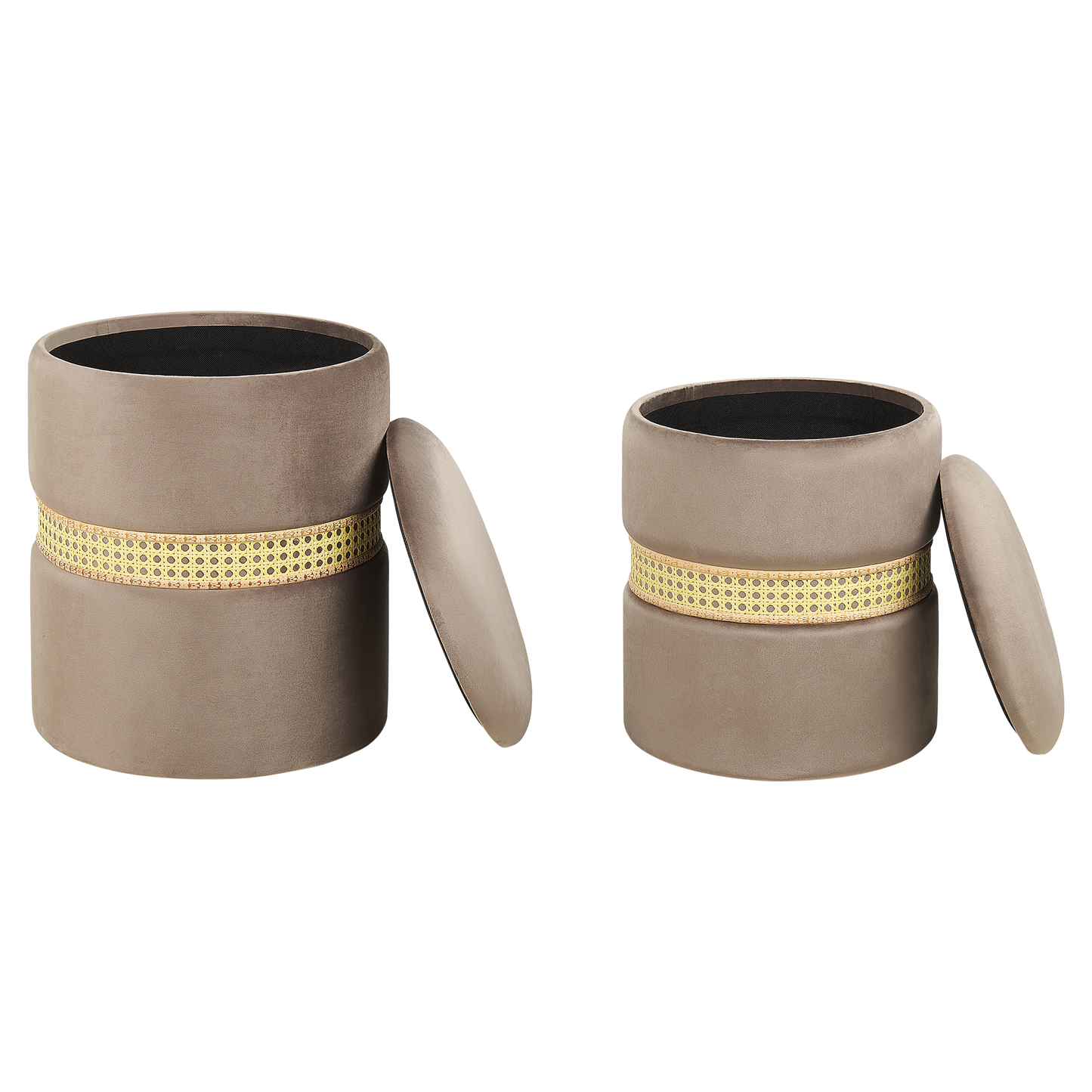 Pouf mit Stauraum Samtstoff taupe 2er Set MEDFORD