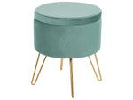 Pouf mit Stauraum Samtstoff mintgrün / gold SILAS