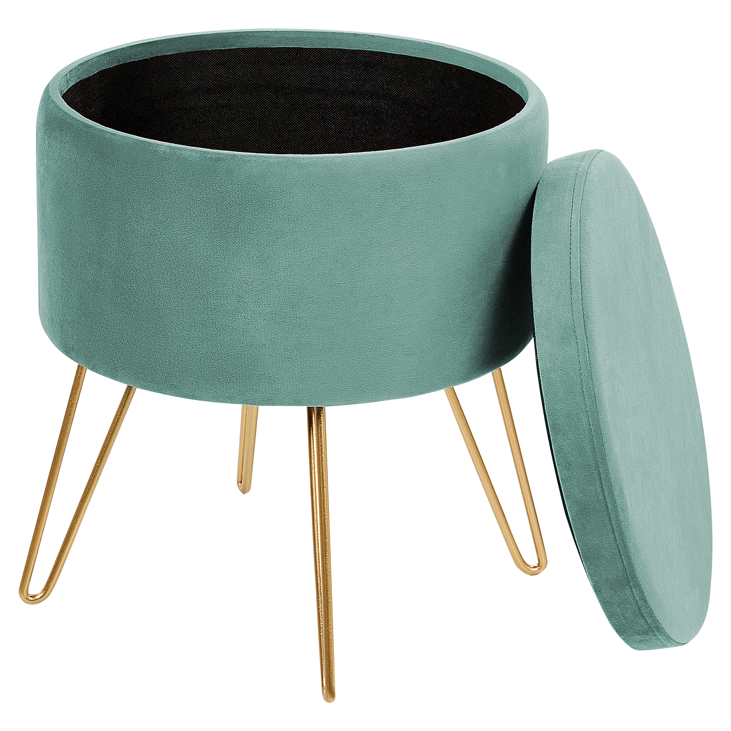 Pouf mit Stauraum Samtstoff mintgrün / gold SILAS