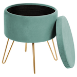 Pouf mit Stauraum Samtstoff mintgrün / gold SILAS