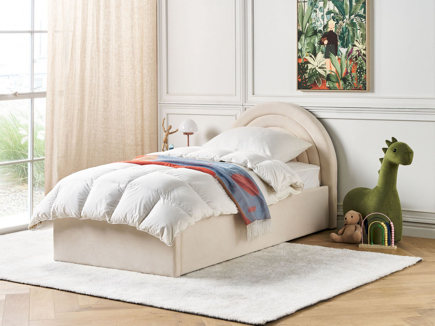 Kinderbett mit Stauraum Samtstoff ANET 90 x 200 cm Beige