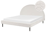 Bett mit Lattenrost Bouclé MARGUT 160 x 200 cm Weiss