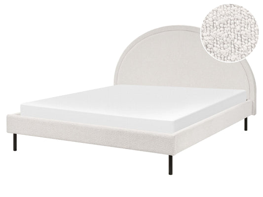 Bett mit Lattenrost Bouclé MARGUT 160 x 200 cm Weiss