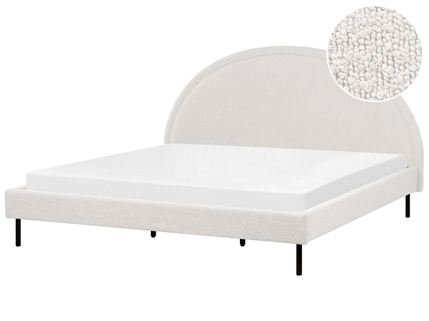 Bett mit Lattenrost Bouclé MARGUT 180 x 200 cm Weiss
