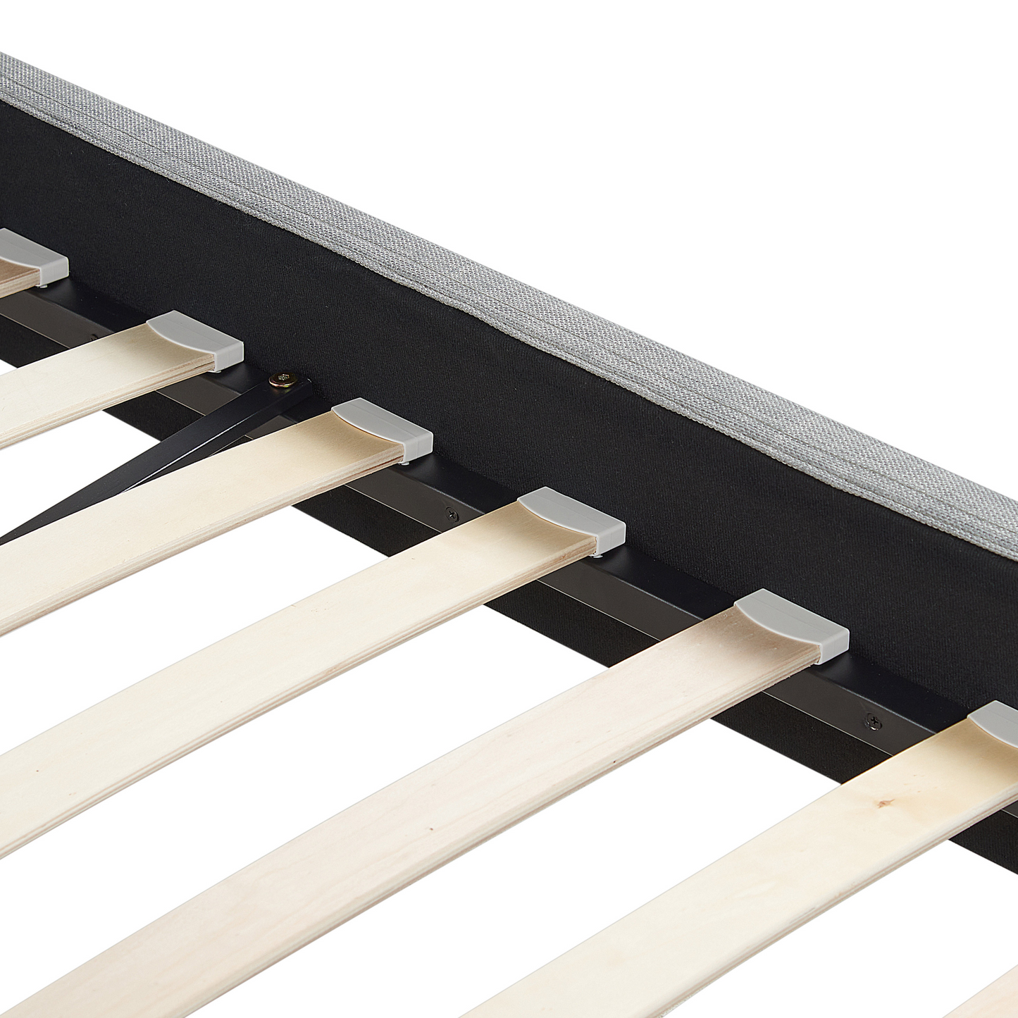 Bett mit LED Stoff FITOU 180 x 200 cm Hellgrau