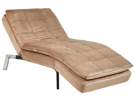Chaiselongue Samtstoff hellbraun verstellbar LOIRET