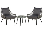 Bistro Set inkl. Kissen LAURETO Polyrattan Grau