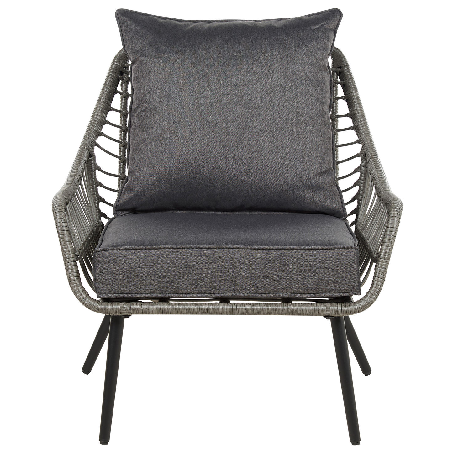 Bistro Set inkl. Kissen LAURETO Polyrattan Grau