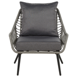 Bistro Set inkl. Kissen LAURETO Polyrattan Grau