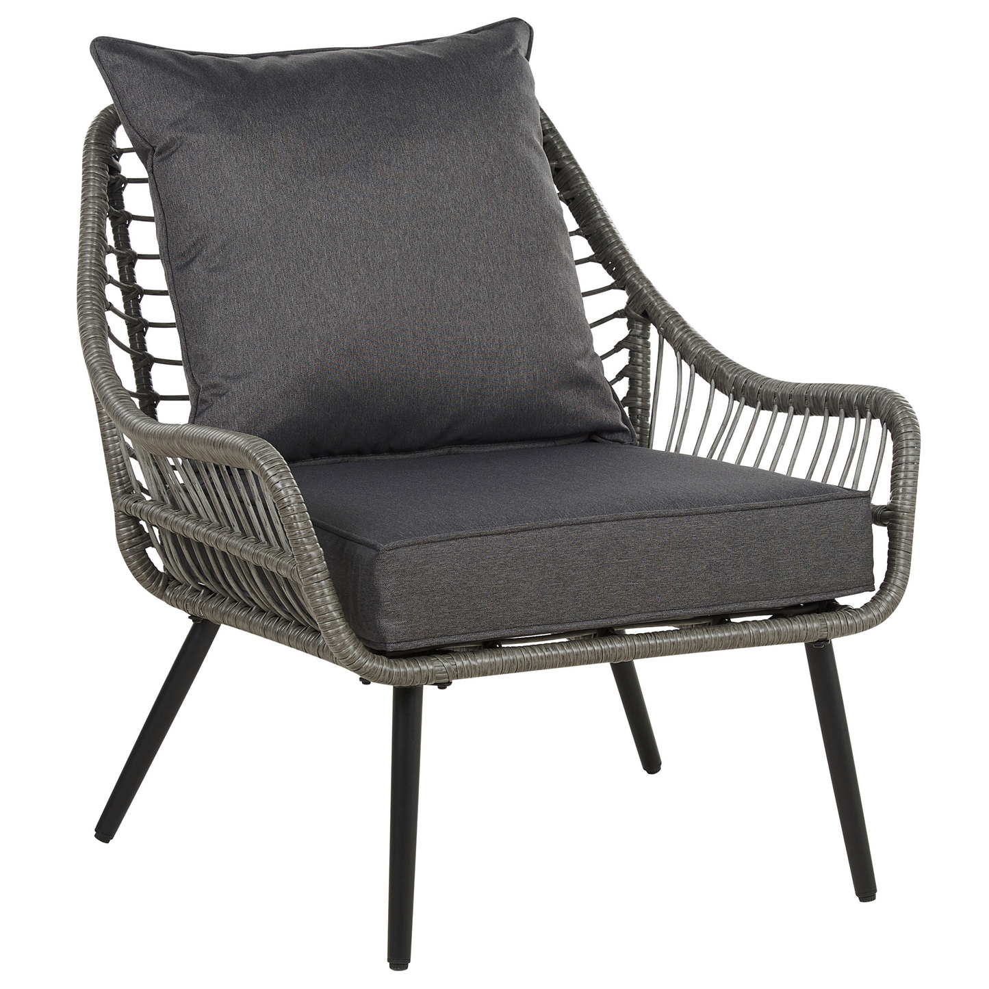 Bistro Set inkl. Kissen LAURETO Polyrattan Grau
