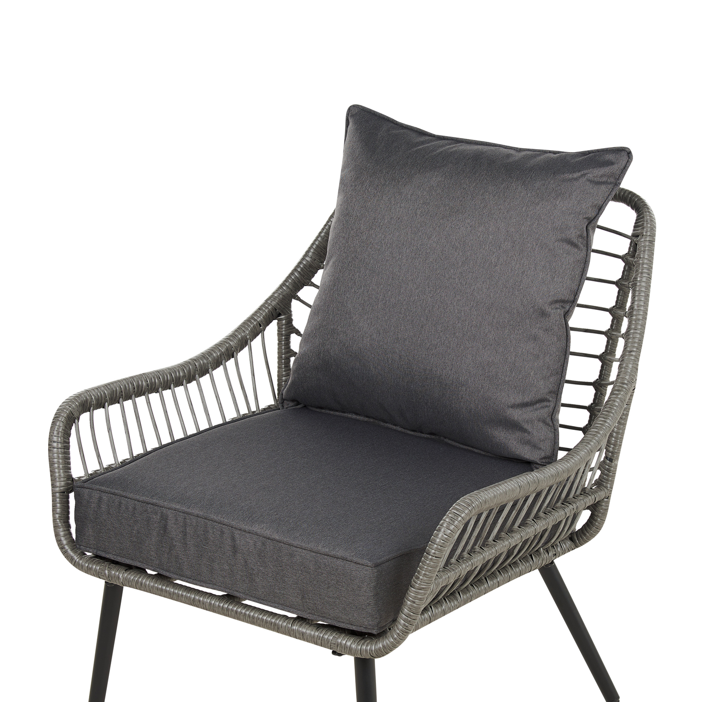 Bistro Set inkl. Kissen LAURETO Polyrattan Grau