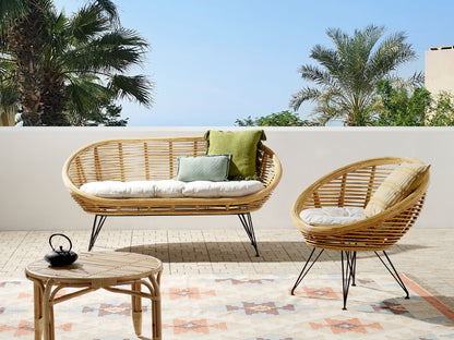 Gartensofa Set 3-Sitzer MARATEA Rattan Naturfarben