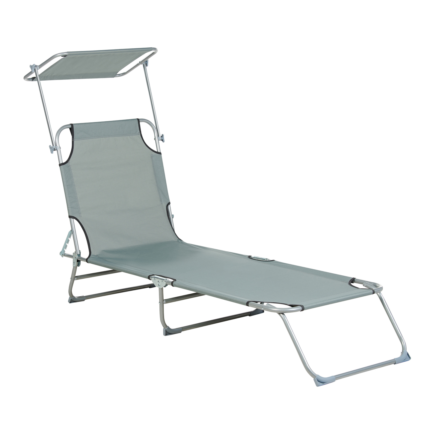 Gartenliege Stahl grau Sonnendach verstellbar FOLIGNO