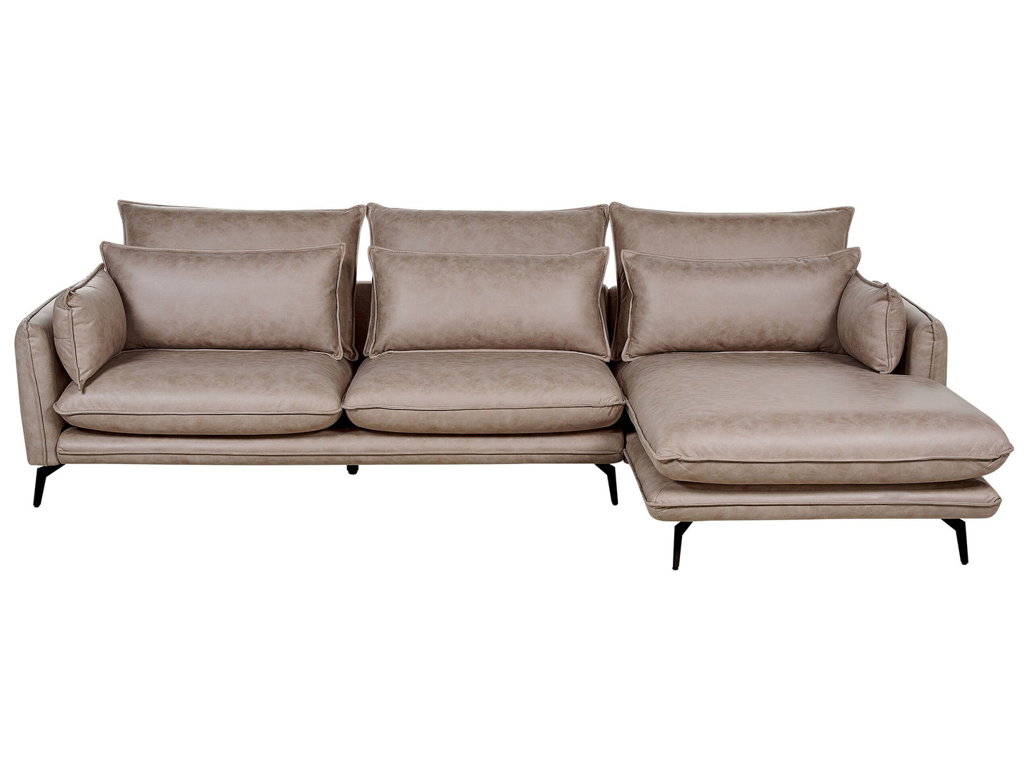 3-Sitzer Ecksofa Kunstwildleder hellbraun linksseitig GALLO