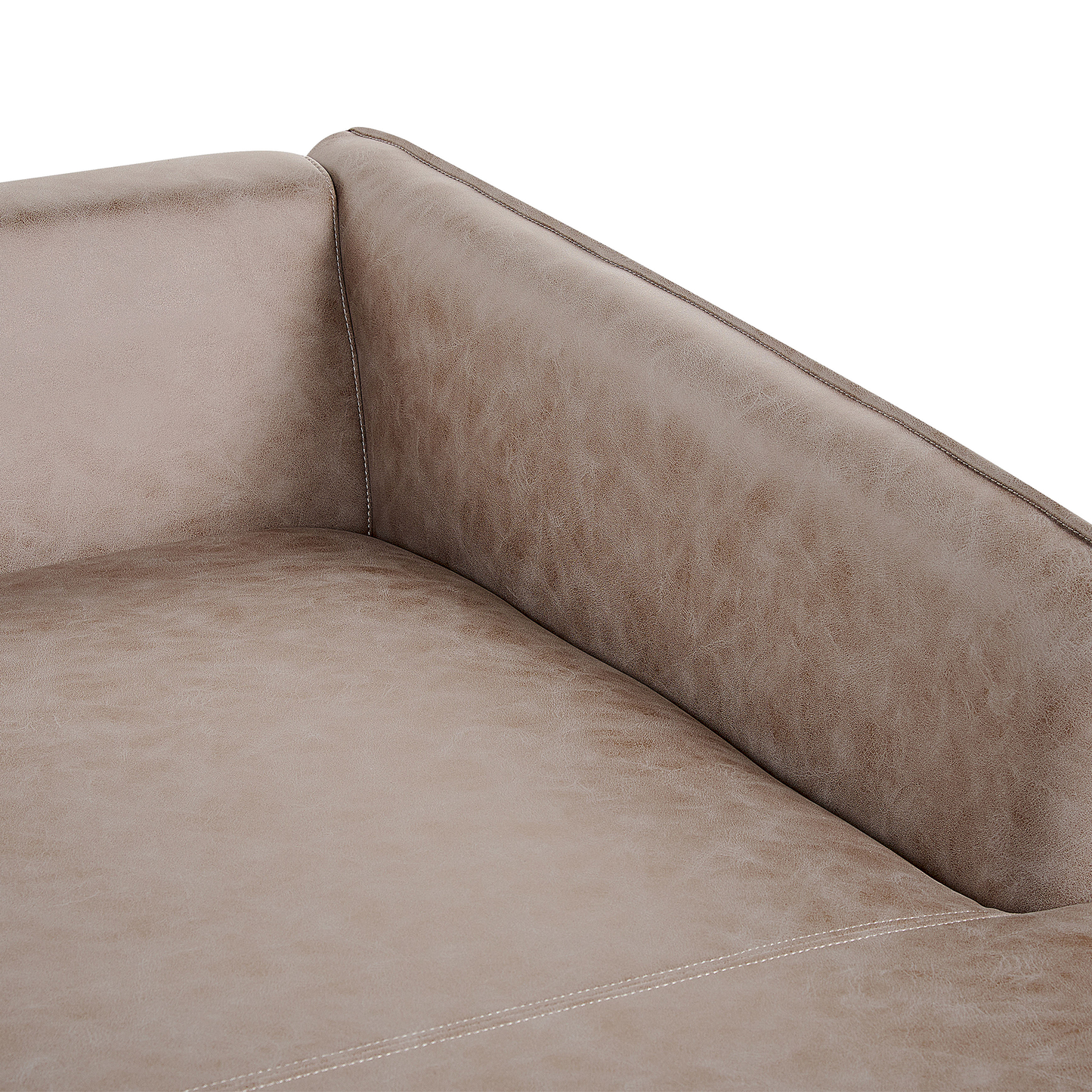 3-Sitzer Ecksofa Kunstwildleder hellbraun linksseitig GALLO