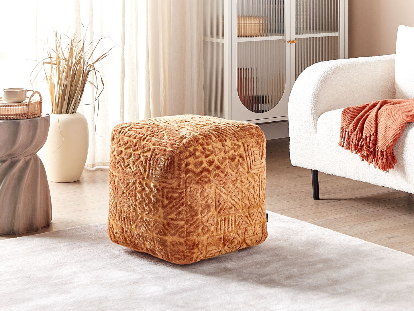 Pouf Viskose goldbraun 50 x 50 x 50 cm SANAWAN