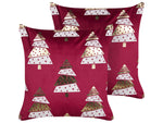 Dekokissen 2er Set GOLDSPRUCE Samtstoff 45 x 45 cm Rot Weihnachtsmotiv