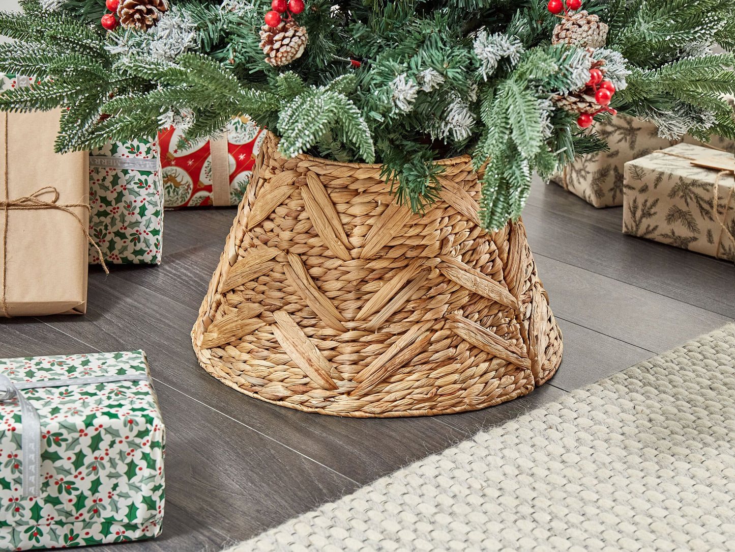 Weihnachtsbaumkragen SAPIN Naturfarben 45 cm Wasserhyazinthe