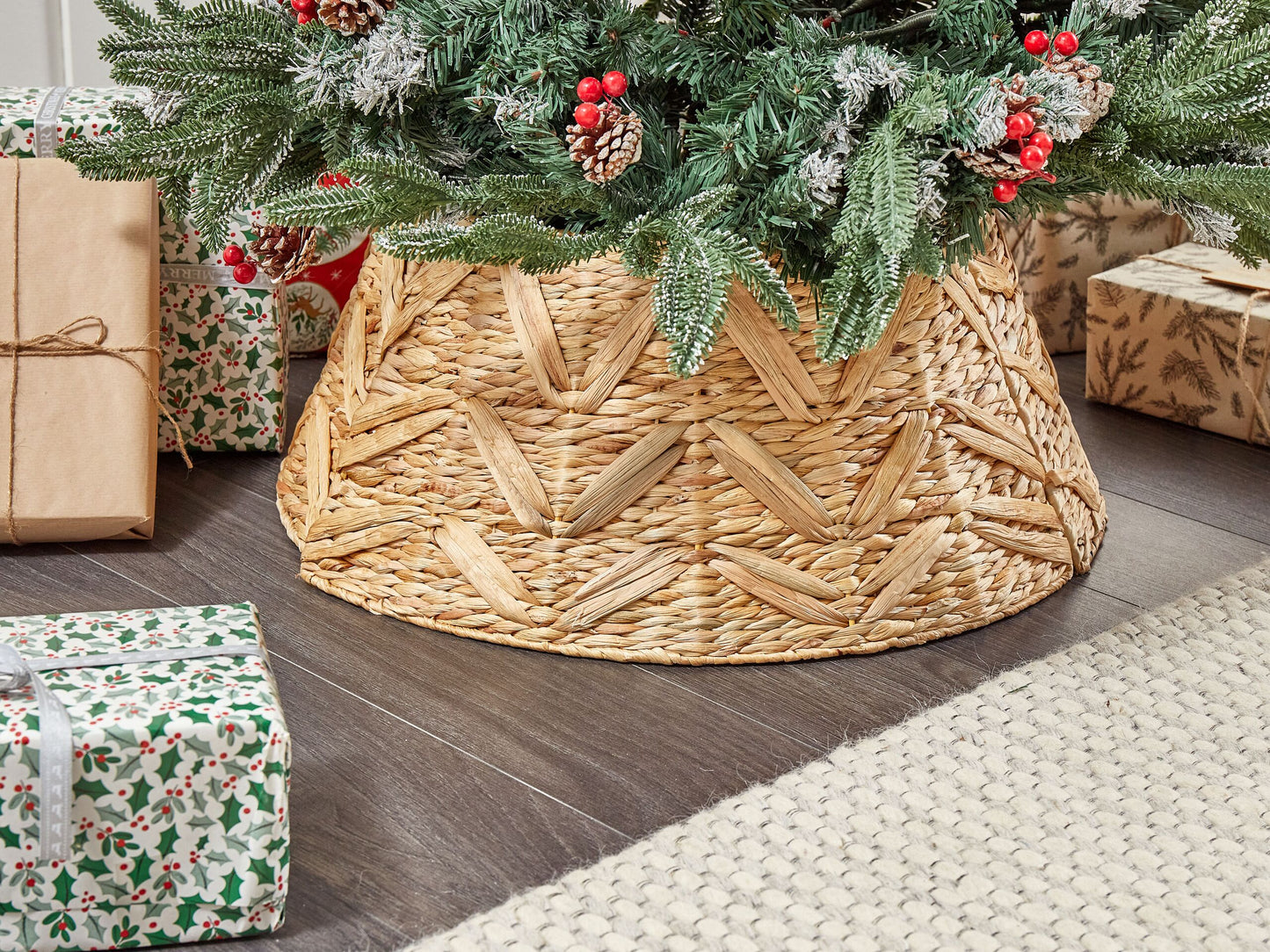 Weihnachtsbaumkragen SAPIN Naturfarben 60 cm Wasserhyazinthe