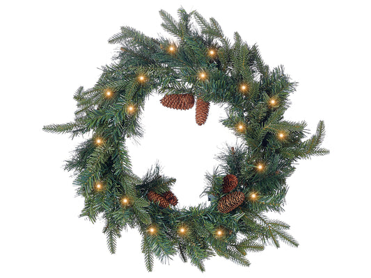 Dekokranz grün mit LED-Beleuchtung Zapfen ⌀ 60 cm KAMERUN
