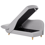 Chaiselongue Leinenoptik hellgrau mit Bettkasten linksseitig MERI II