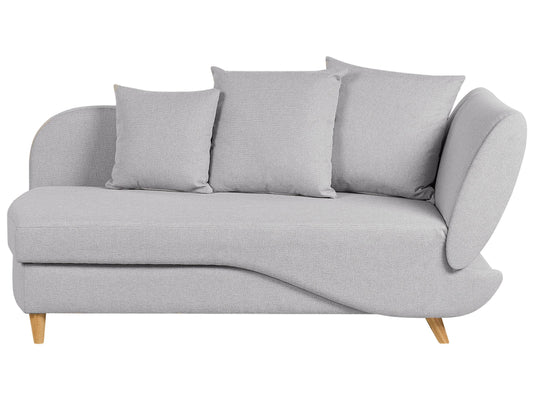 Chaiselongue Leinenoptik hellgrau mit Bettkasten rechtsseitig MERI II