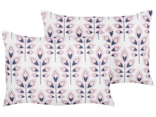 Gartenkissen 2er Set TORRETTA Pflanzenmuster 40 x 60 cm Creme