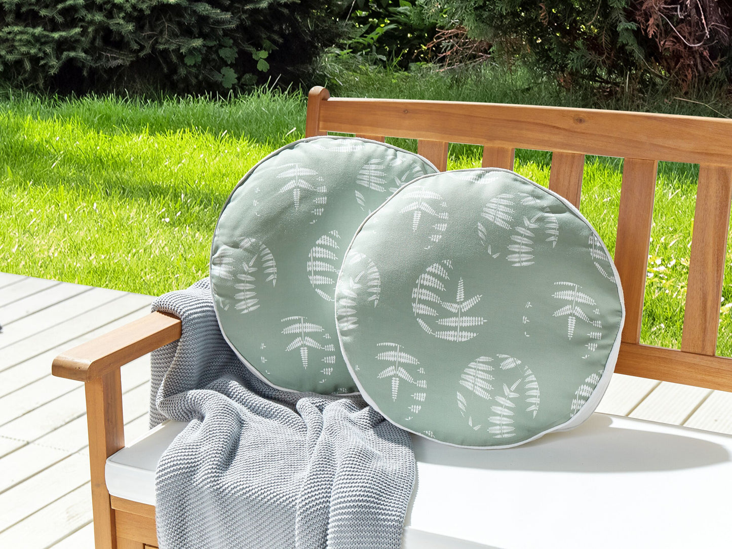 Gartenkissen 2er Set ALASSIO Pflanzenmuster 40 x 40 cm Olivgrün
