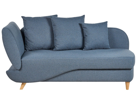 Chaiselongue Leinenoptik dunkelblau mit Bettkasten linksseitig MERI II