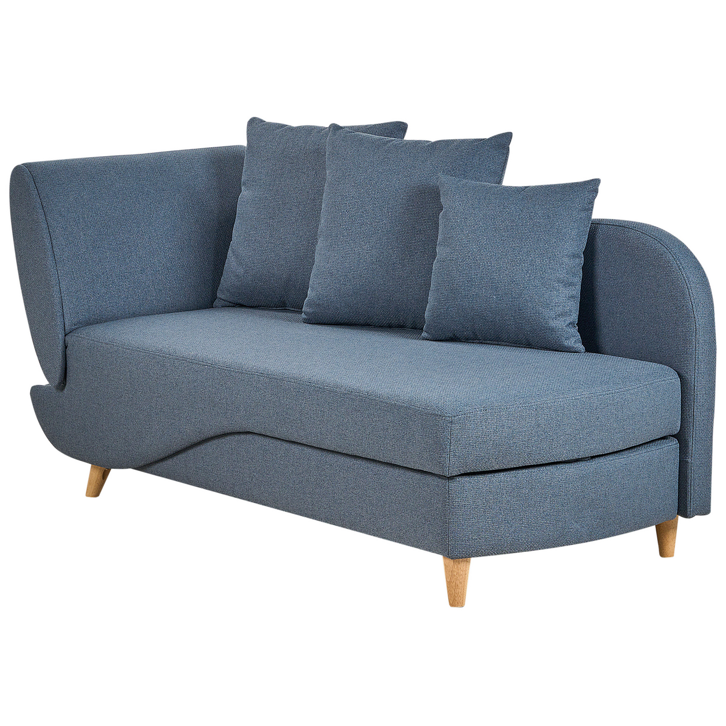 Chaiselongue Leinenoptik dunkelblau mit Bettkasten linksseitig MERI II