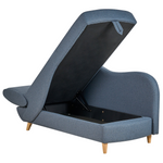 Chaiselongue Leinenoptik dunkelblau mit Bettkasten linksseitig MERI II