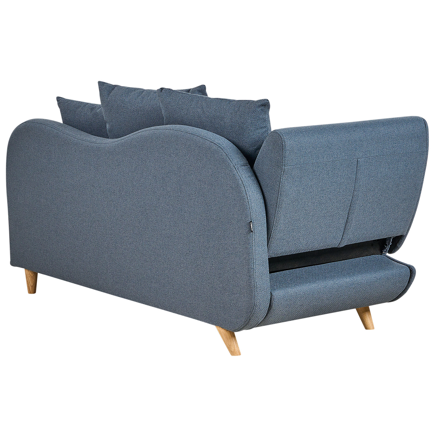 Chaiselongue Leinenoptik dunkelblau mit Bettkasten linksseitig MERI II