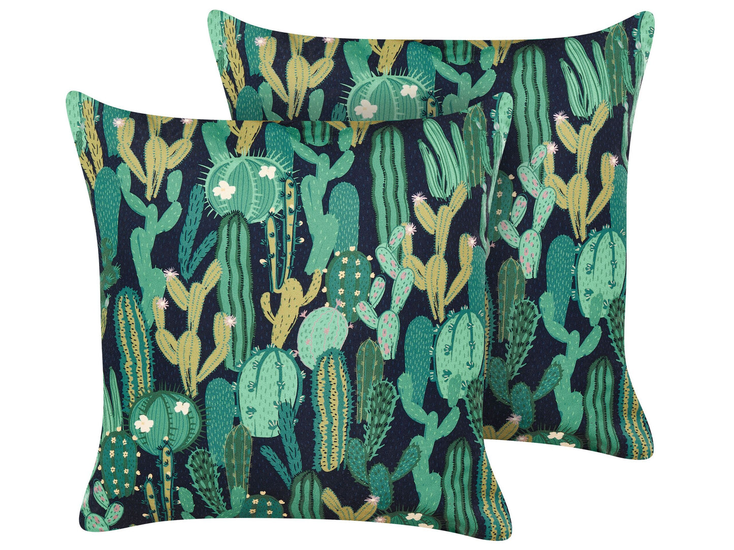 Gartenkissen 2er Set BUSSANA Pflanzenmuster 45 x 45 cm Grün