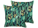Gartenkissen 2er Set BUSSANA Pflanzenmuster 45 x 45 cm Grün