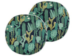 Gartenkissen 2er Set BUSSANA Pflanzenmuster 40 x 40 cm Grün