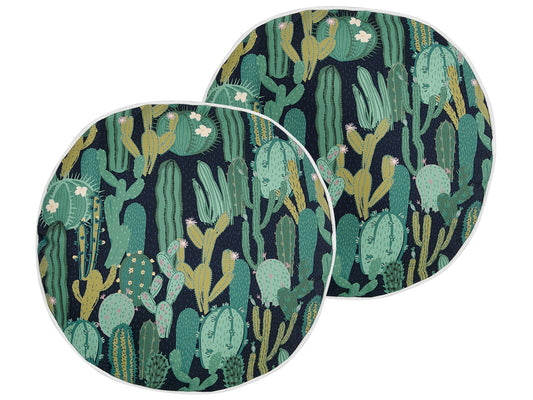 Gartenkissen 2er Set BUSSANA Pflanzenmuster 40 x 40 cm Grün