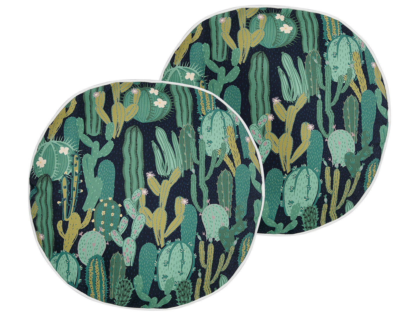 Gartenkissen 2er Set BUSSANA Pflanzenmuster 40 x 40 cm Grün