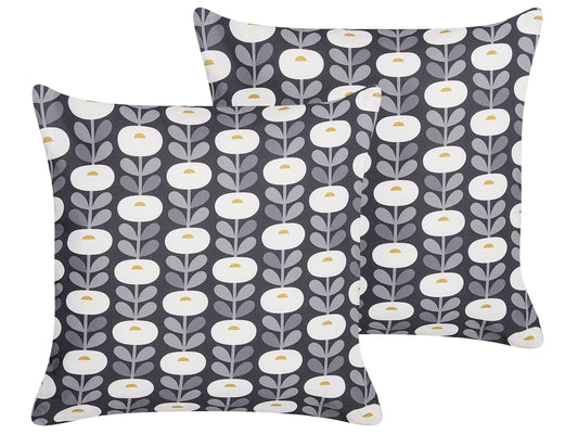 Gartenkissen 2er Set VALSORDA Geometrisches Muster 45 x 45 cm Grau