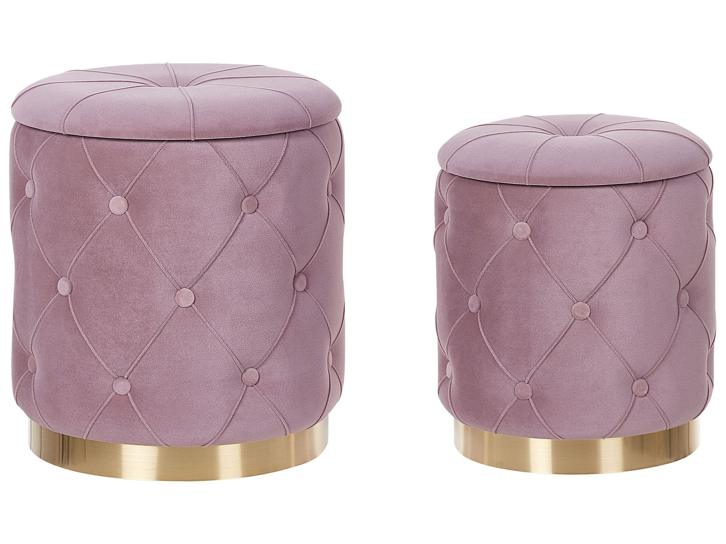 Pouf mit Stauraum Samtstoff rosa 2er Set PUEBLO