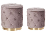 Pouf mit Stauraum Samtstoff taupe 2er Set PUEBLO