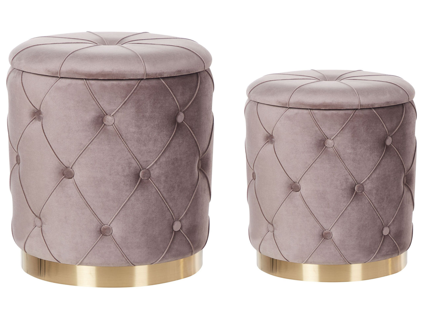 Pouf mit Stauraum Samtstoff taupe 2er Set PUEBLO