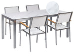 Gartenmöbel Set 4-Sitzer COSOLETO/GROSSETO Sicherheitsglas Marmor Optik Weisser Marmor