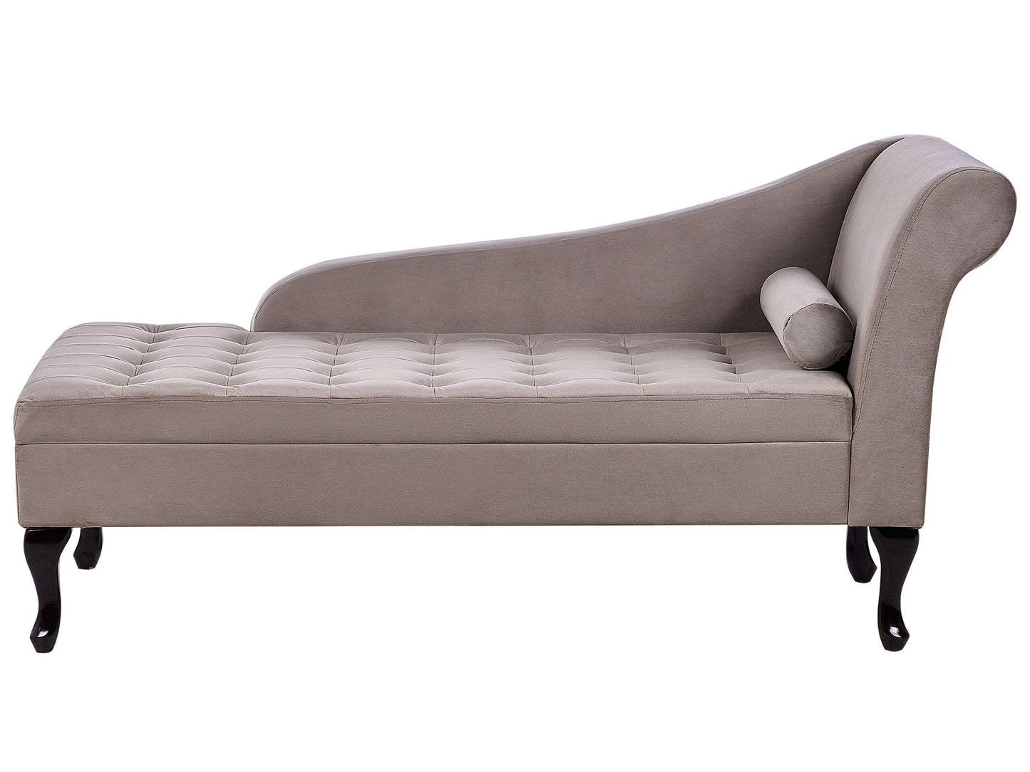 Chaiselongue Samtstoff taupe mit Bettkasten rechtsseitig PESSAC