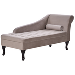Chaiselongue Samtstoff taupe mit Bettkasten rechtsseitig PESSAC