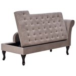 Chaiselongue Samtstoff taupe mit Bettkasten rechtsseitig PESSAC