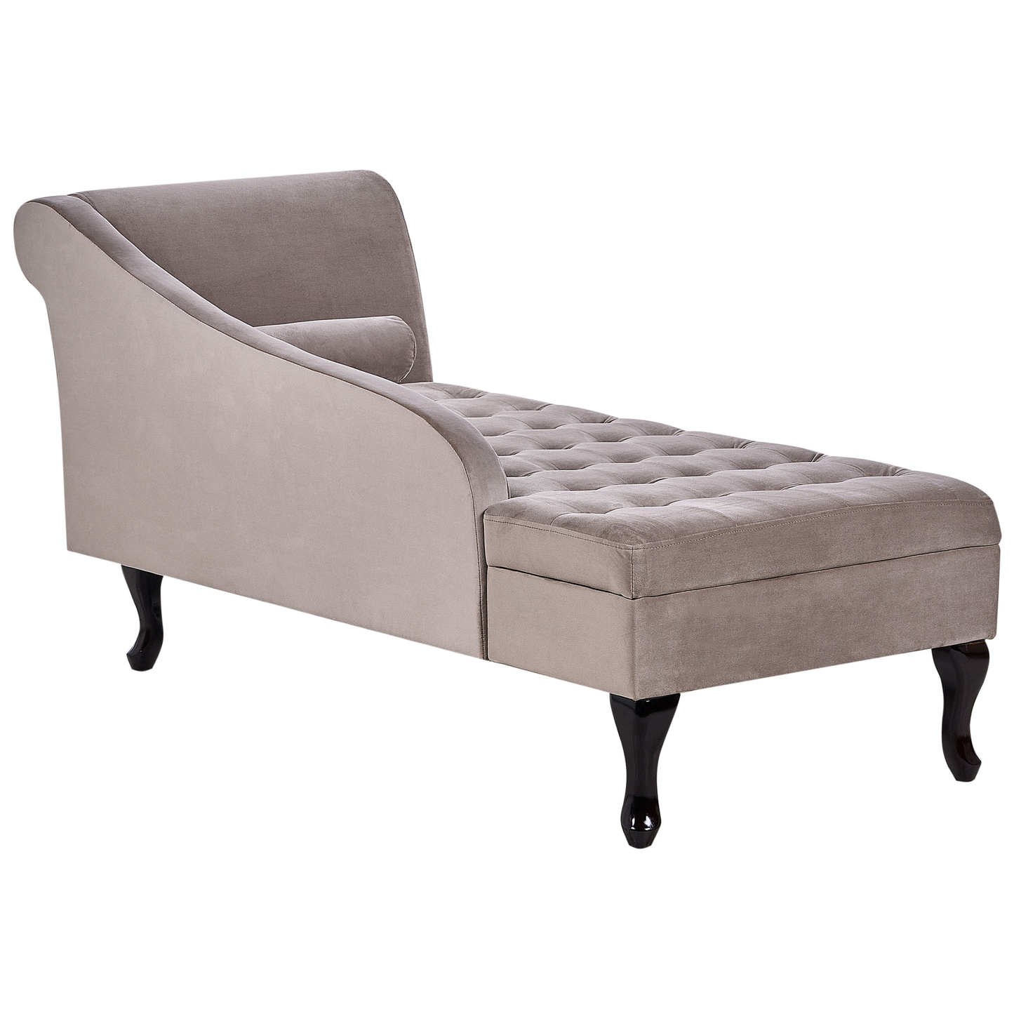 Chaiselongue Samtstoff taupe mit Bettkasten rechtsseitig PESSAC