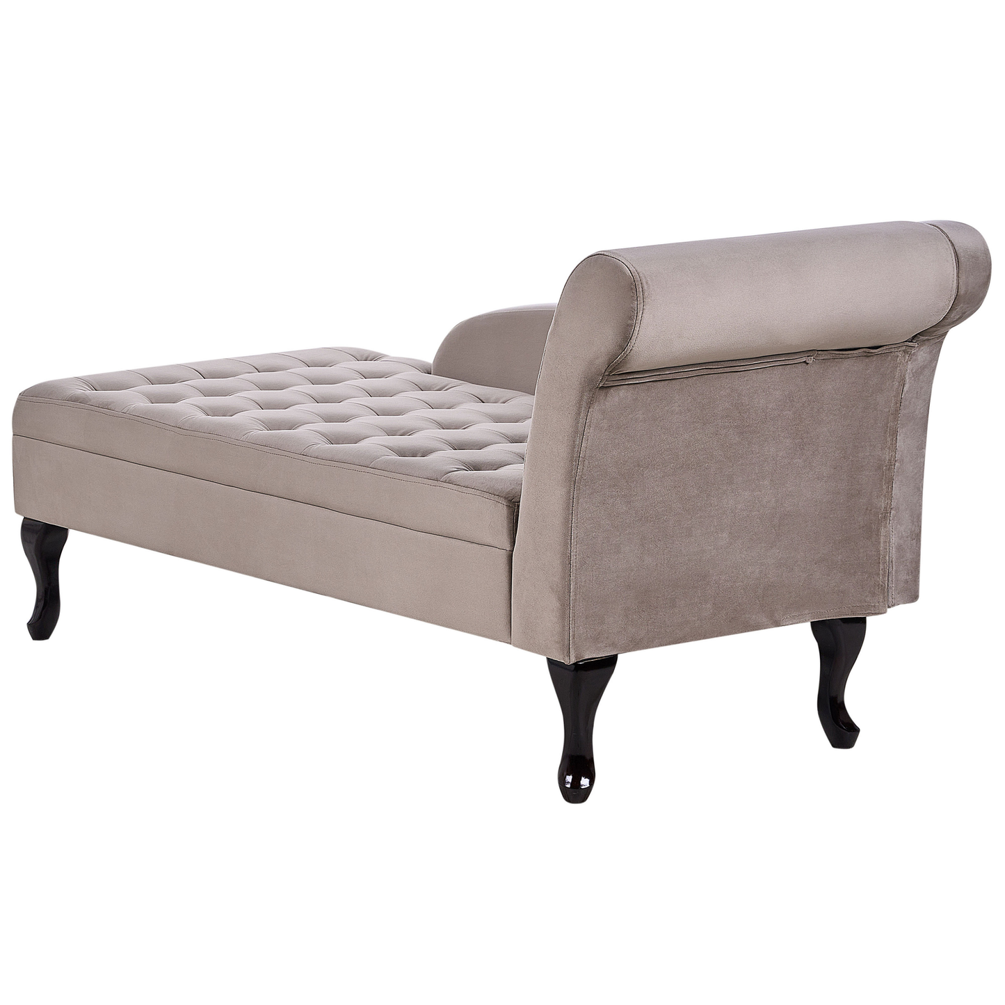 Chaiselongue Samtstoff taupe mit Bettkasten rechtsseitig PESSAC