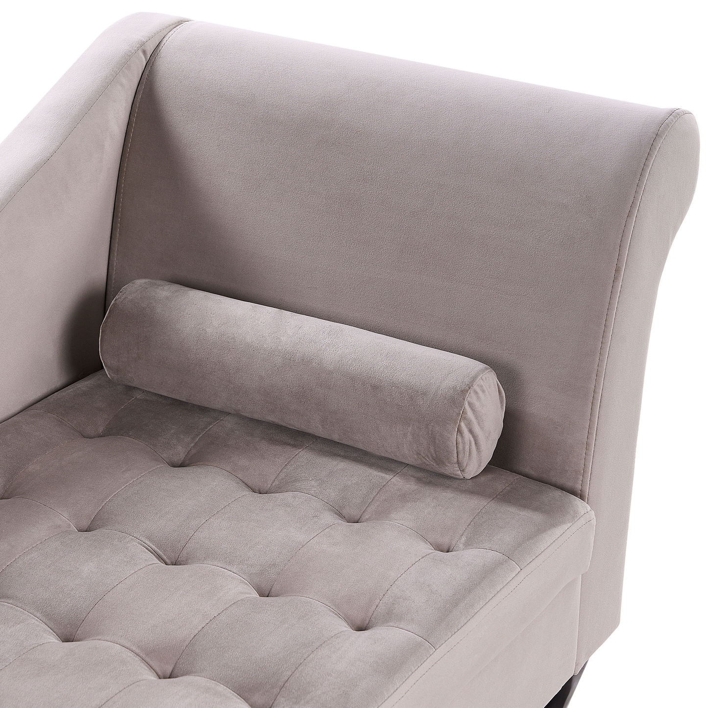 Chaiselongue Samtstoff taupe mit Bettkasten rechtsseitig PESSAC