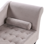 Chaiselongue Samtstoff taupe mit Bettkasten rechtsseitig PESSAC
